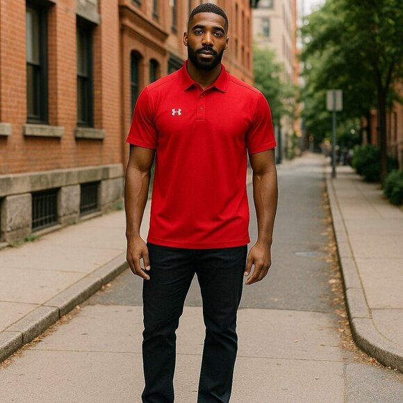 Under Armour Mens Size XXL Red Loose Fit Short Sleeve Athletic Golf Polo Shirt - Picture 1 of 11